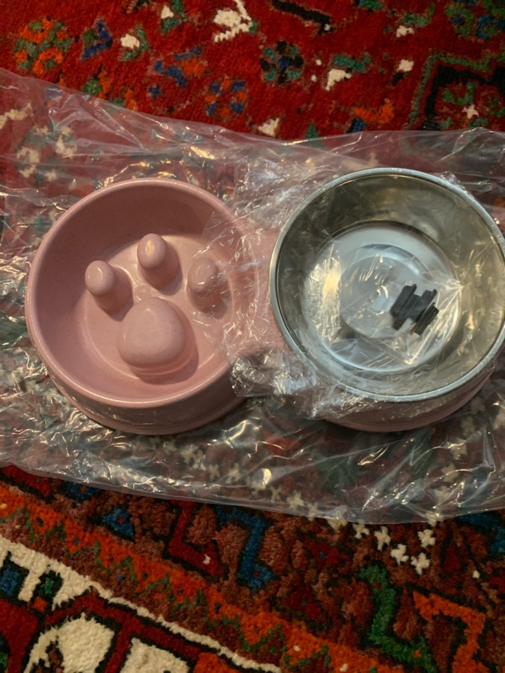 NWT Slow Feed Pet Bowl Set - Dusty Pink